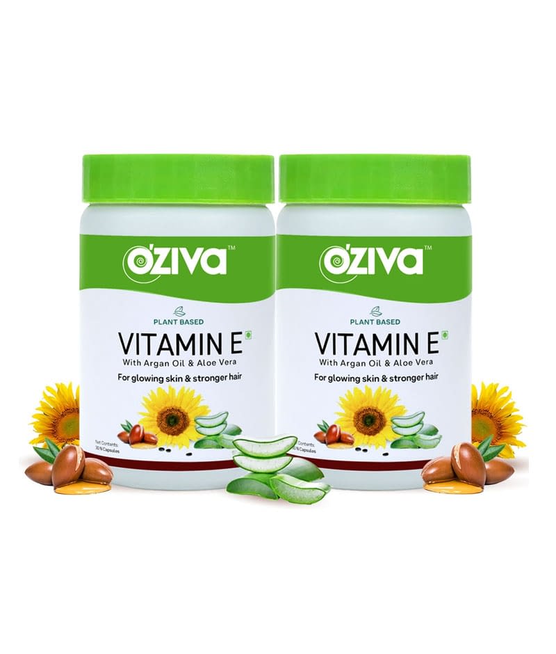 OZiva Plant Based Natural Vitamin E, (30 Capsules) Haddus