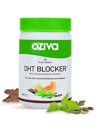 OZiva Plant Based DHT Blocker, (60 Capsules)