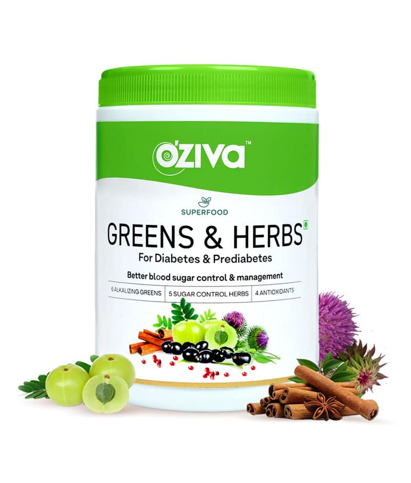 OZiva Superfood Greens & Herbs for Diabetes & Prediabetes (250g) Haddus